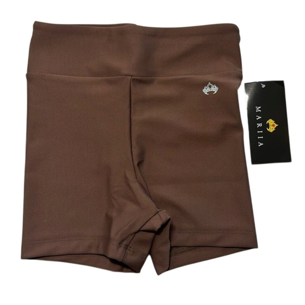 Mariia Crown CM high waist dance short‎ shorts NWT brown cocoa chocolate